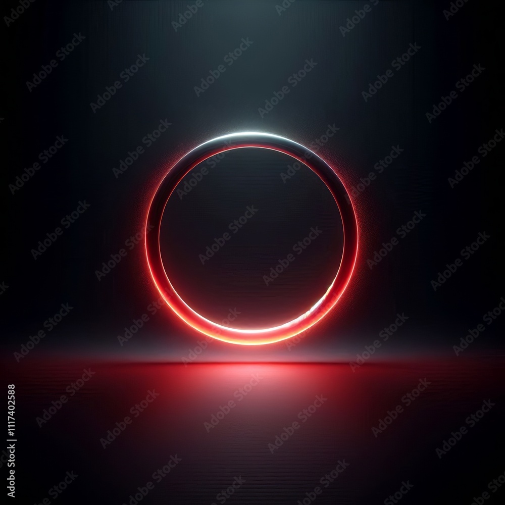 Wall mural dark abstract background with red glowing circles