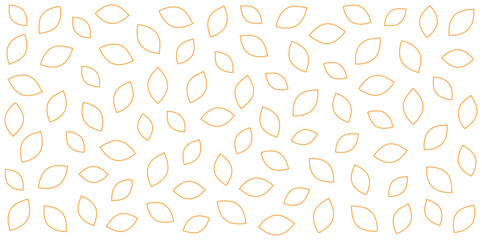 Seamless pattern of orange outline leaves on white or transparent background. Minimalistic nature-inspired design for wallpaper or fabric