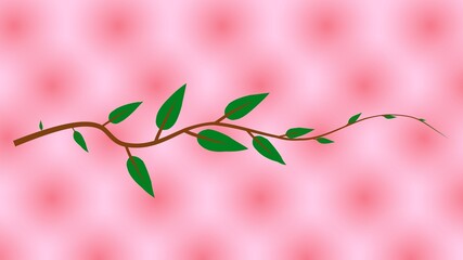 Green leaves on a pink background, beautiful, giving a sense of freedom.