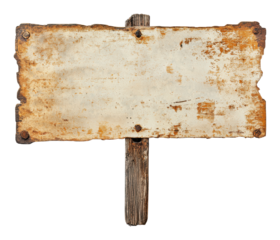 Rustic wooden sign with blank surface for messages, cut out - stock png.