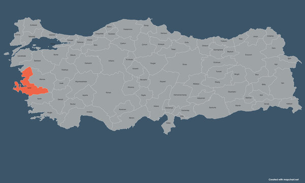  Map of Turkey Highlighting İzmir Region with Labeled Provinces