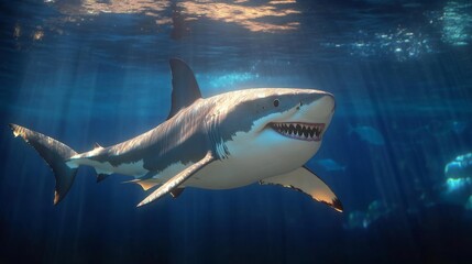 Fototapeta premium Great White Shark Underwater
