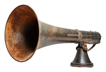 Vintage megaphone with classic design, cut out - stock png.