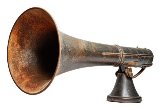 Vintage megaphone with classic design, cut out - stock png.