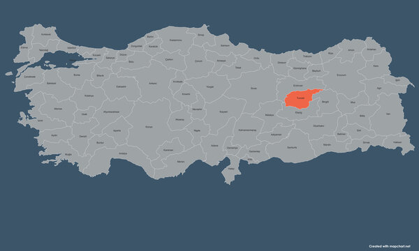  Map of Turkey Highlighting Tunceli Region with Labeled Provinces