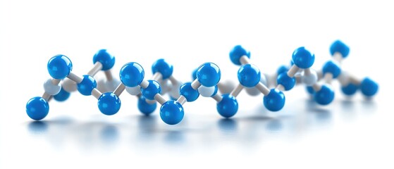 Molecular structure in blue, scientific concept of chemical bonds, closeup