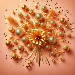 Obraz premium Gold confetti sparkling explosion in vibrant mood for celebration and party concepts.decoration ornaments design. 