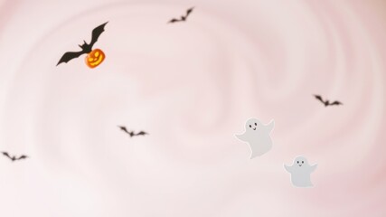 Friendly Ghosts and Bats Soar Through a Pink Sky