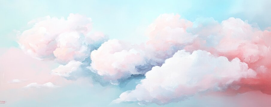 Soft, pastel-colored clouds against a serene blue sky, evoking calmness and tranquility.
