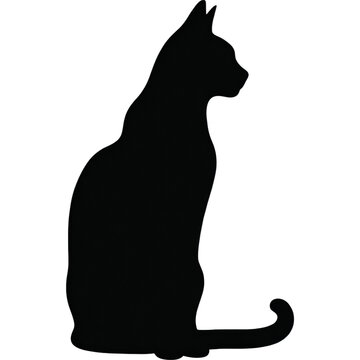 recommend clip art: Silhouette black cat is sitting