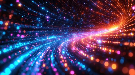 Obraz premium A color line road of light with a lot of sparkles