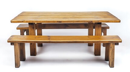 Rustic Wooden Table and Bench Set