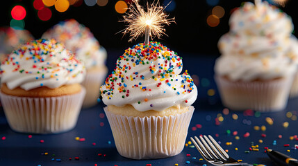 Fireworks Cupcake Party Concept in 4K
