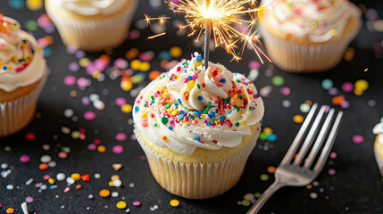 Fireworks Cupcake Party Concept in 4K