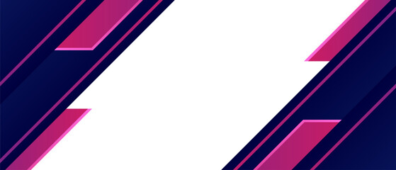 Abstract Geometric Banner with Bold Pink and Blue Angled Shapes on White Background