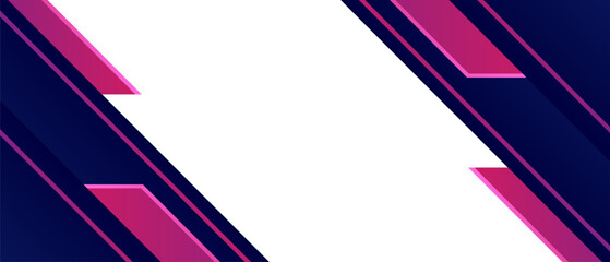 Abstract Geometric Banner with Bold Pink and Blue Angled Shapes on White Background