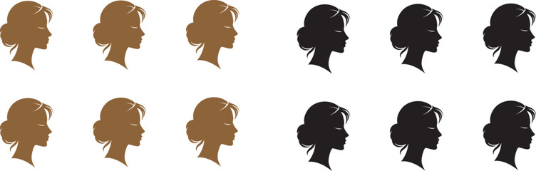  Woman's face from the side. Silhouettes of people in three different styles. Face profile. Hair Style Woman Silhouette Illustration Free