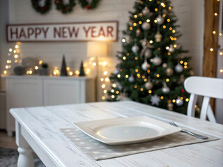 Obraz premium Warm and inviting dining room with a festive table setting
