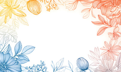 Obraz premium Creative 2D Doodle Floral Illustrations Text Space for Versatile Designs, Greeting Cards, Invitations