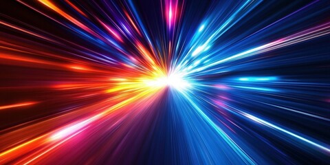 colorful light tunnel background. Neon futuristic flashes on black background. Colorful light exposure in a tunnel. abstract fast moving stripe lines Motion light lines backdrop