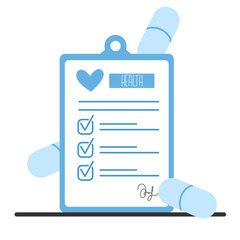 Medical patient card. Patient medical record. Medical check form report. Health checkup concept