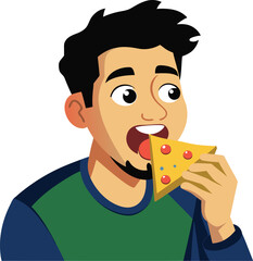 pizza food eating man vector illustration graphic design art
