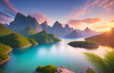 Beautiful and Peaceful Nature Scenery Illustration Landscape Countryside Tranquil Vibrant and Colorful