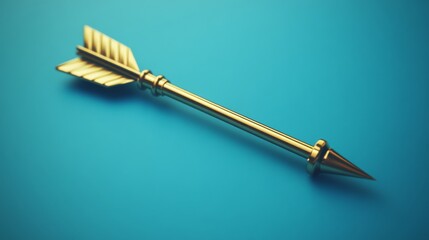 Upward Gold Arrow Symbolizing Growth and Success on Blue Background, Conveying Luxury and Aspiration