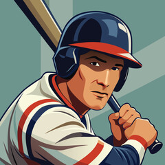 man baseball player batting vector illustration graphic design art 