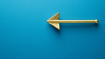 Upward Gold Arrow Symbolizing Growth and Success on Blue Background, Conveying Luxury and Aspiration