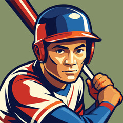 man baseball player batting vector illustration graphic design art 