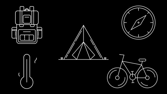 Adventure Travel Line Icons