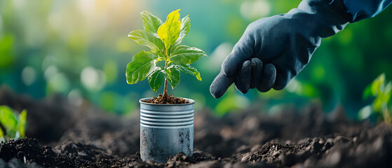 Various recycling and waste disposal activities and green space, loving the world, a green world for a friendly environment