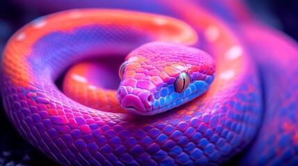 Vibrant Snake Skin Pattern in Vivid Colors, Textured Raw Style Design Concept