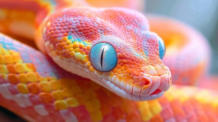 Vibrant Snake Skin Pattern in Vivid Colors, Textured Raw Style Design Concept