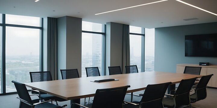 Business meeting room or Board room interiors.backgrounds, desk, horizontal, indoors, no people,10