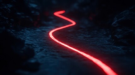 Glowing Lava Flows from Erupting Volcano at Night