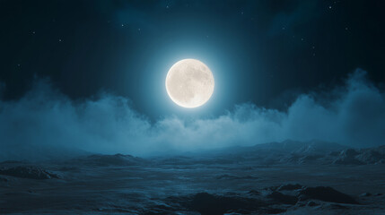 Fototapeta premium Moon and clouds, night landscape, background for the project