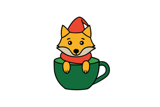 cat with a cup of tea - Powered by Adobe