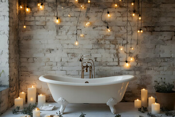 Romantic Bathroom Tub Illustration