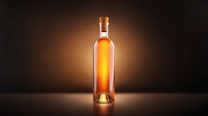 Elegant wine bottle mockup studio setting high fidelity visuals warm lighting upscale design concept