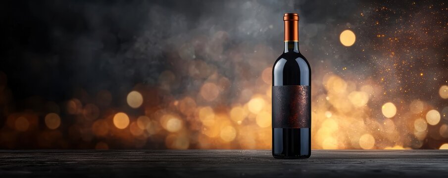 Elegant mockup of a wine bottle in high fidelity with bokeh background captivating visuals for wine branding