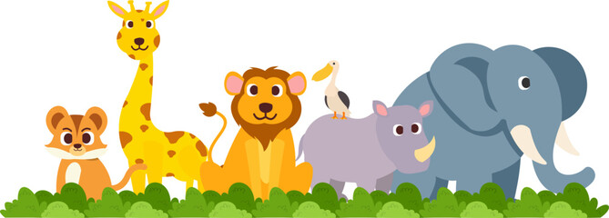 Naklejka premium Group Of Wild Animals Illustration