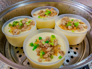 Homemade steamed egg thai style.