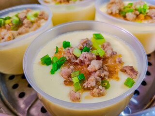 Homemade steamed egg thai style.