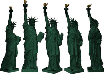 Vector sketch illustration of silhouette design of famous statue in America as a symbol of freedom