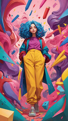 illustration of a woman Painting Dreams with Colors