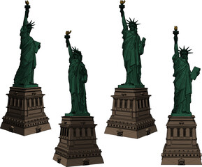 Vector sketch illustration of silhouette design of famous statue in America as a symbol of freedom