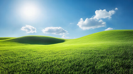 Obraz premium Sunny Green Rolling Hills Landscape