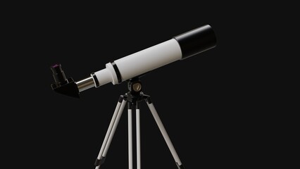 telescope on a black background 3D computer generated image